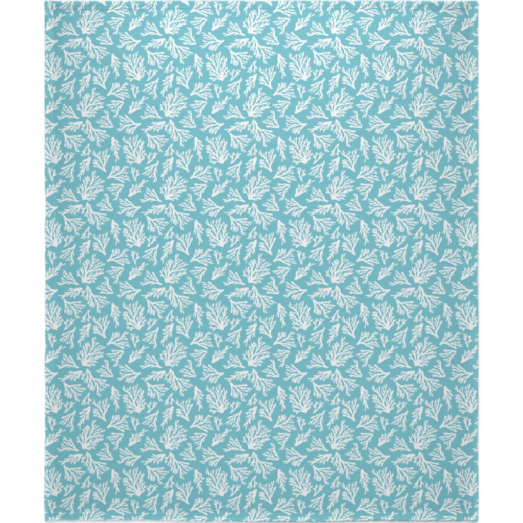 Coral - Turquoise Blanket, Plush Fleece, 50x60, Blue, True Blue