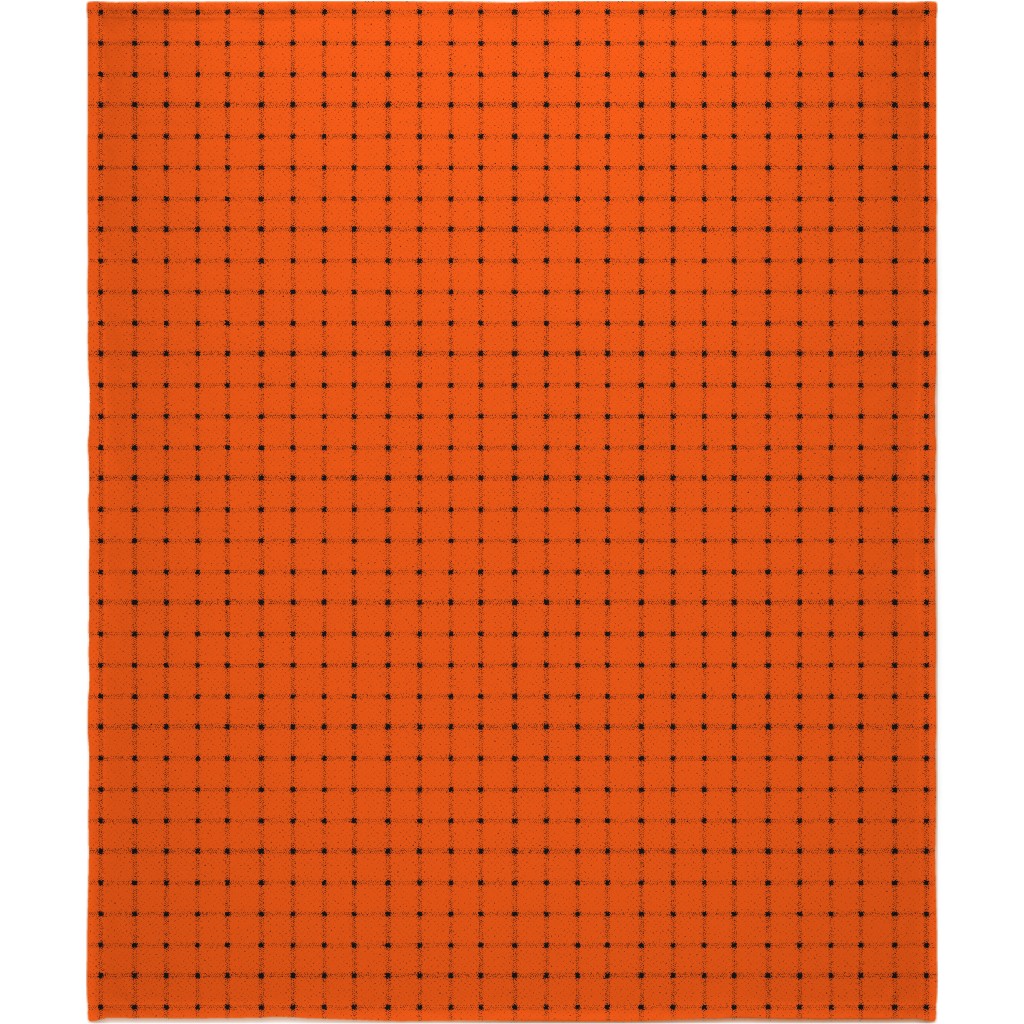Gridded Plaid Blanket, Plush Fleece, 50x60, Orange, Persimmon