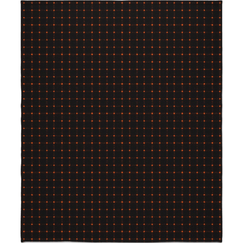 Gridded Plaid Blanket, Plush Fleece, 50x60, Black, Black