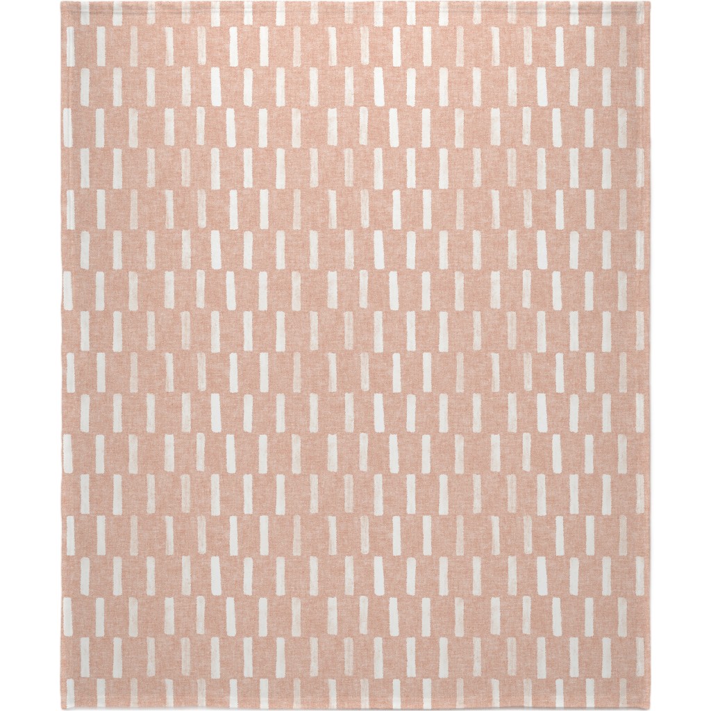 Boho Dash Block Print - Dusty Pink Blanket, Plush Fleece, 50x60, Pink