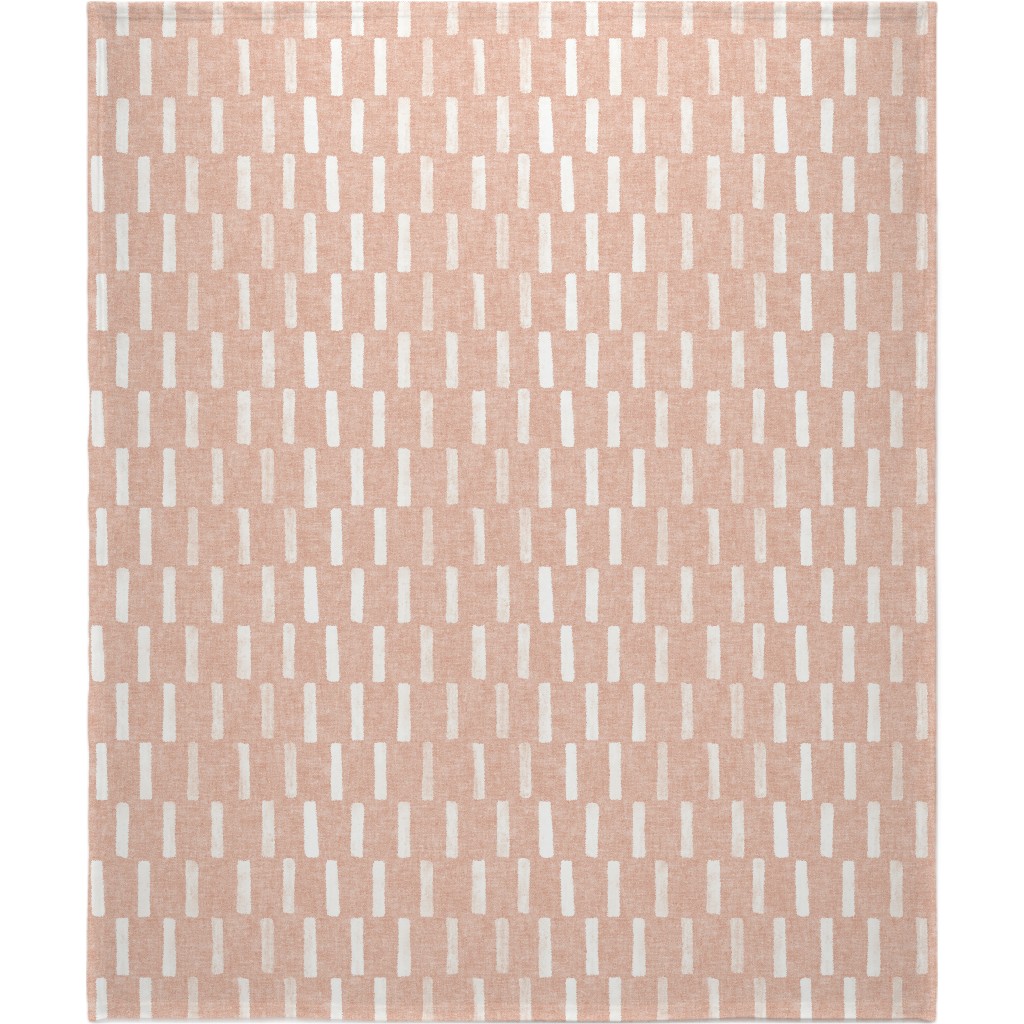 Boho Dash Block Print - Dusty Pink Blanket, Plush Fleece, 50x60, Pink, Bright Pink