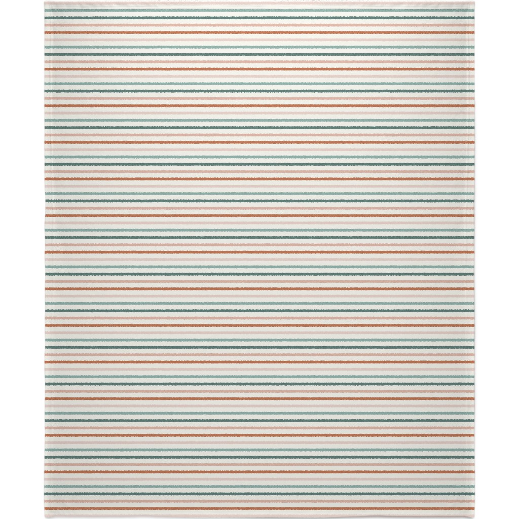 Skinny Stripes - Terracotta & Blue Sunset Blanket, Plush Fleece, 50x60, Multicolor
