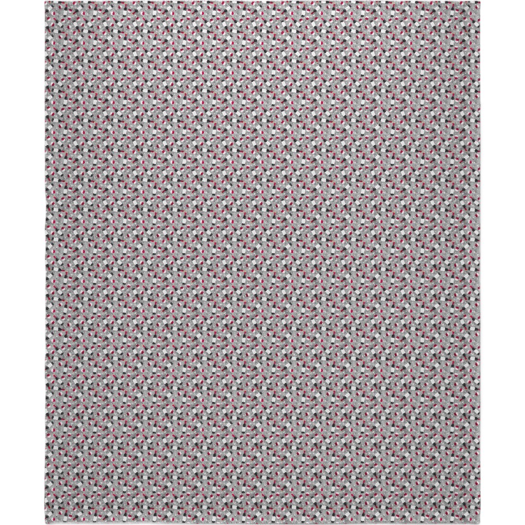 Red Wine and Glasses Blanket, Plush Fleece, 50x60, Gray, Iron