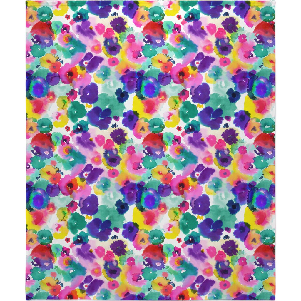 Abstract Floral Watercolor - Multi Blanket, Plush Fleece, 50x60, Multicolor