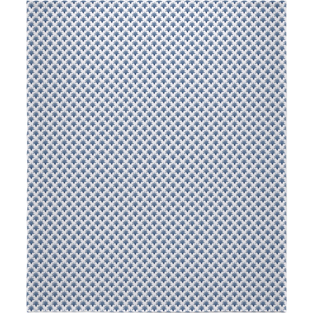 Pinecone - Indigo on Cream Blanket, Plush Fleece, 50x60, Blue