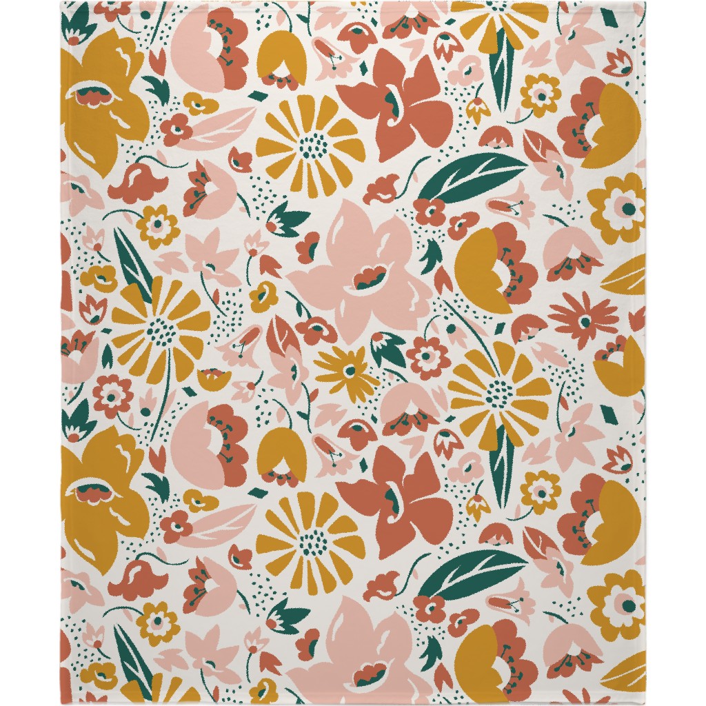 Betty Modern Floral - Pink Blanket, Plush Fleece, 50x60, Multicolor