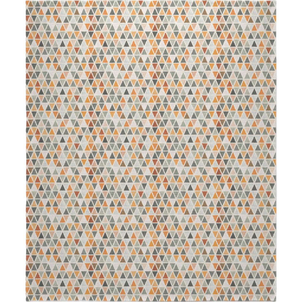 Triangles - Grey and Orange Blanket, Plush Fleece, 50x60, Multicolor