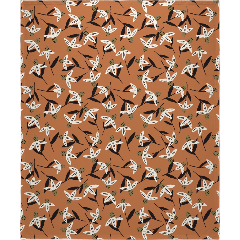 Daisy - on Orange Blanket, Plush Fleece, 50x60, Orange