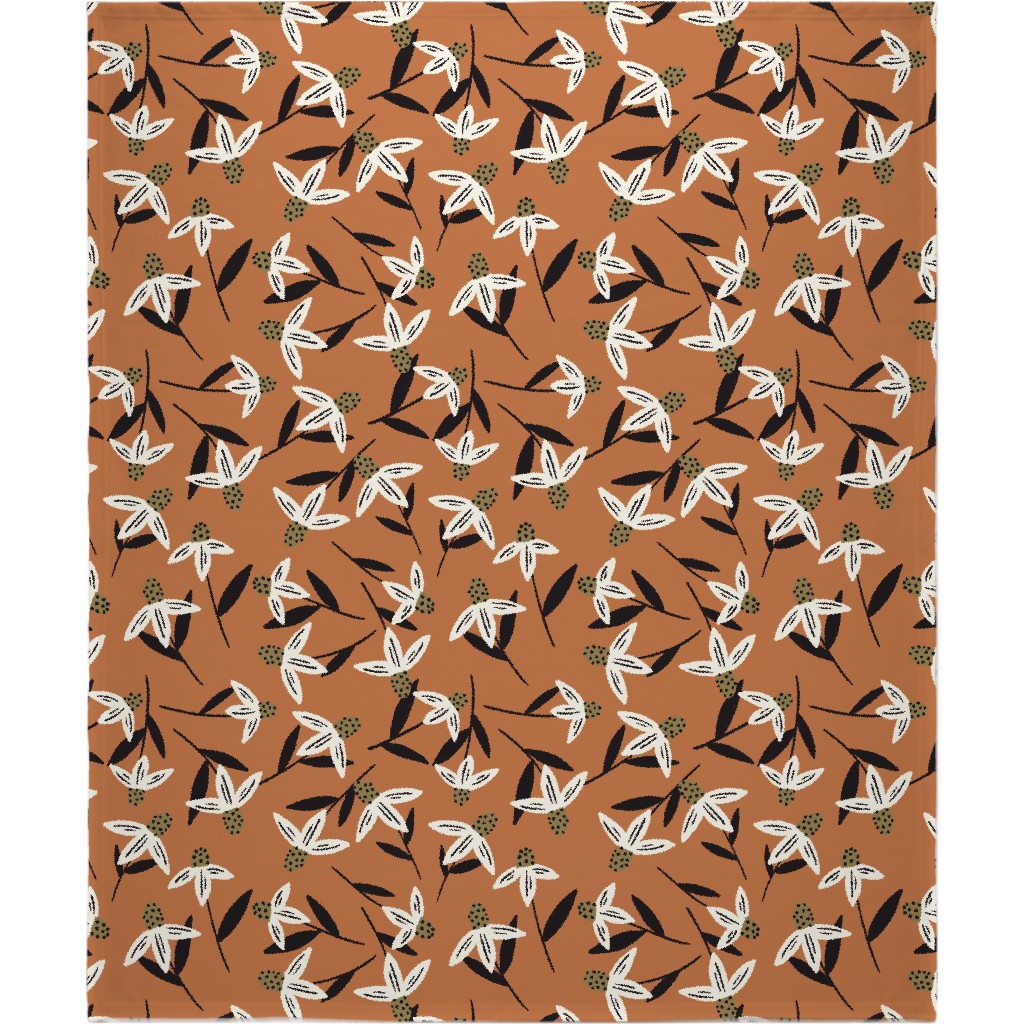 Daisy - on Orange Blanket, Plush Fleece, 50x60, Orange, Orange