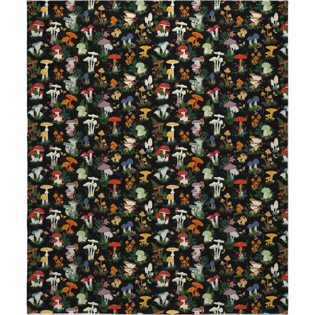 Mushroom Garden - Multi Blanket, Plush Fleece, 50x60, Multicolor