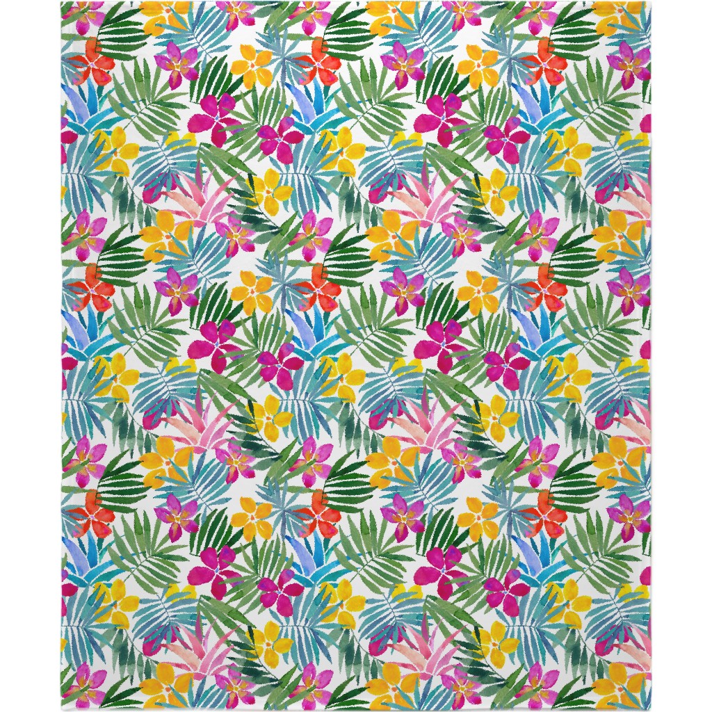 Watercolor Tropical Vibes Blanket, Plush Fleece, 50x60, Multicolor