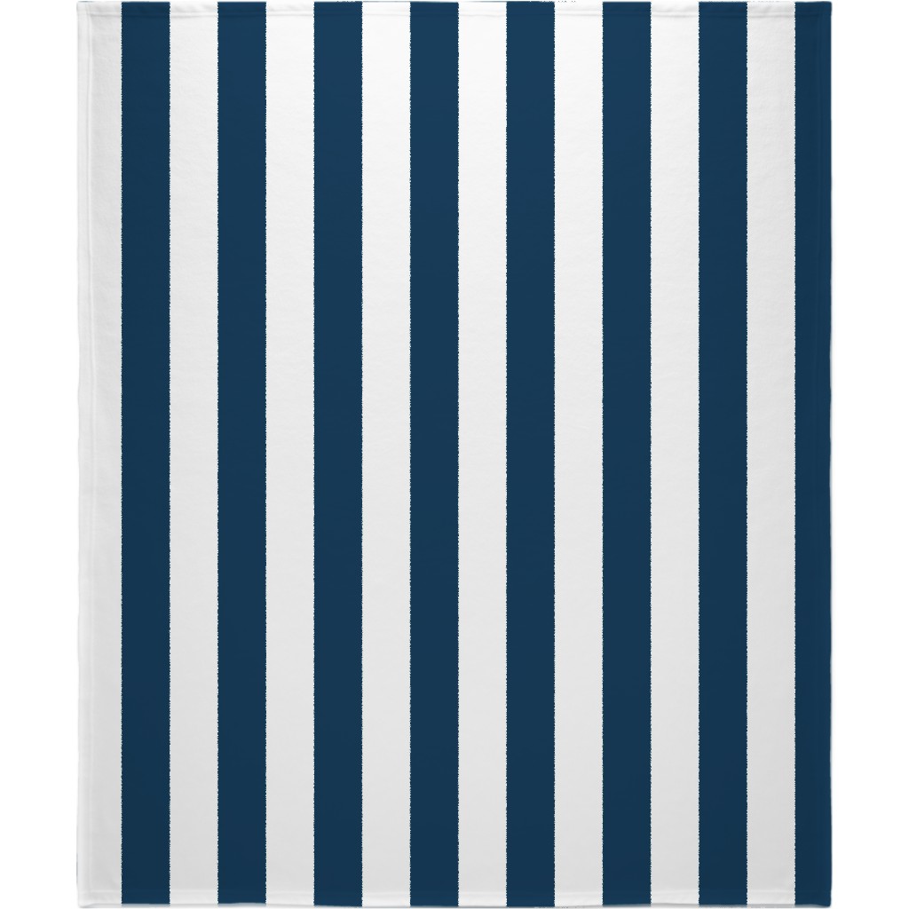 Cabana Stripe - Navy and White Blanket, Plush Fleece, 50x60, Blue
