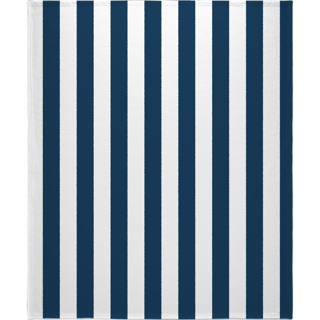 Cabana Stripe - Navy and White Blanket, Plush Fleece, 50x60, Blue, True Blue