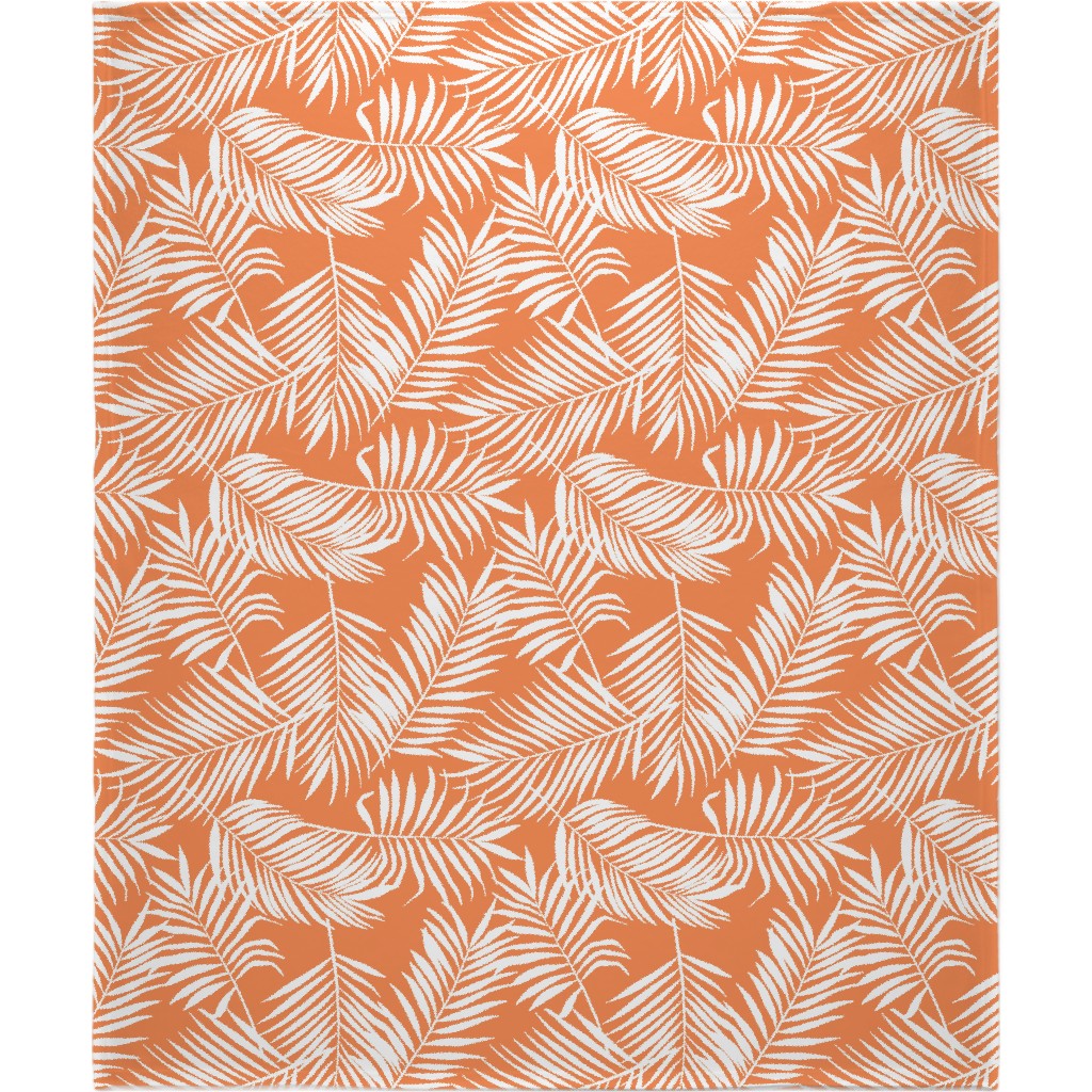 Palm Tree Leaves Blanket, Plush Fleece, 50x60, Orange, Citrus
