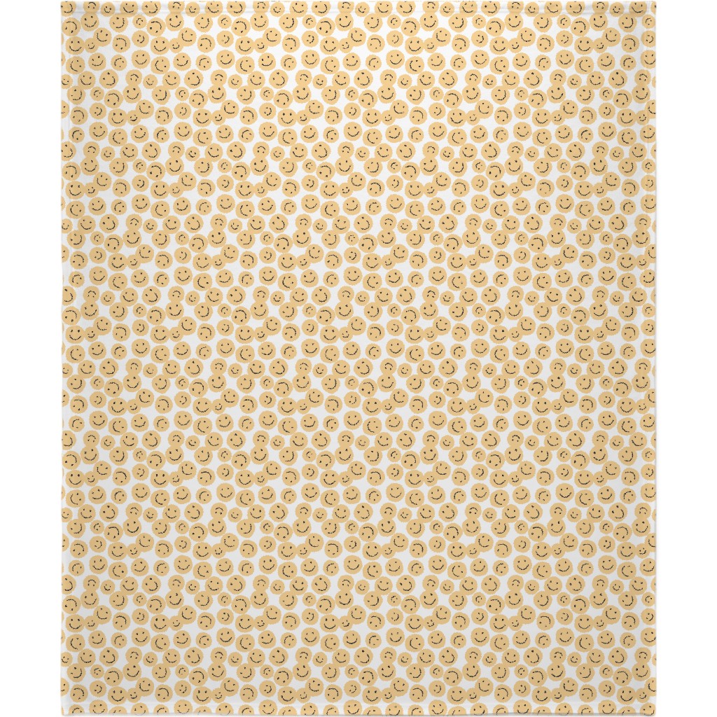 Happy Smiley Faces - Yellow Blanket, Plush Fleece, 50x60, Yellow, Classic Yellow