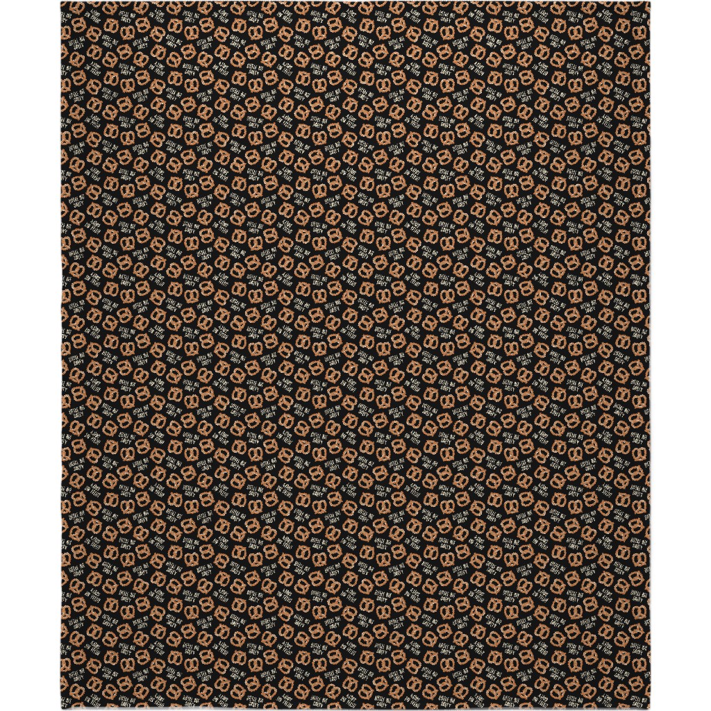 Little Bit Salty - Pretzels - Black Blanket, Plush Fleece, 50x60, Black, Black