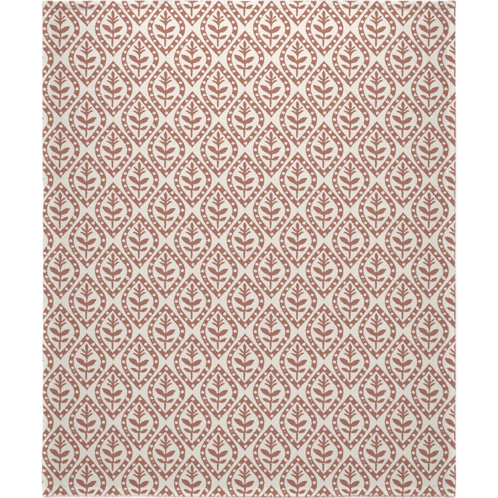 Molly's Print - Terracotta Blanket, Plush Fleece, 50x60, Brown