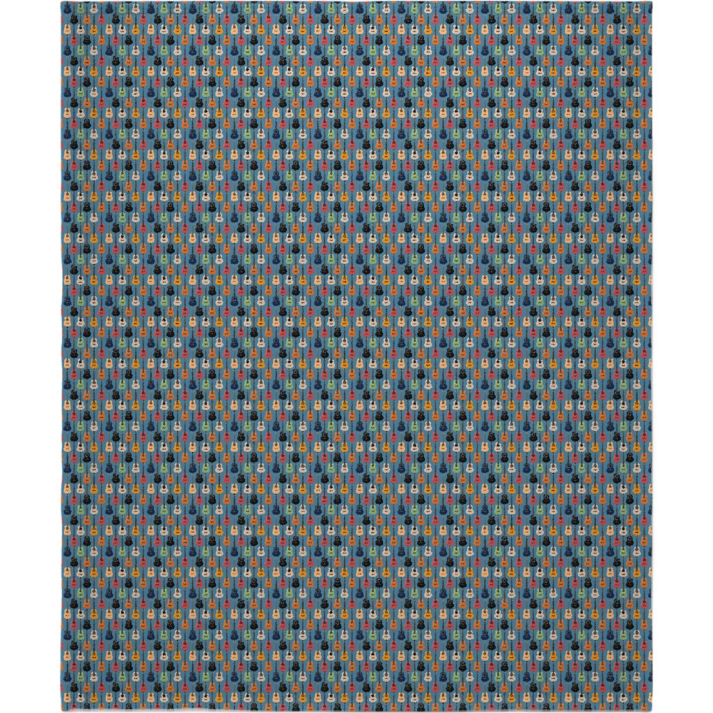 Guitars - Blue Blanket, Plush Fleece, 50x60, Blue, True Blue