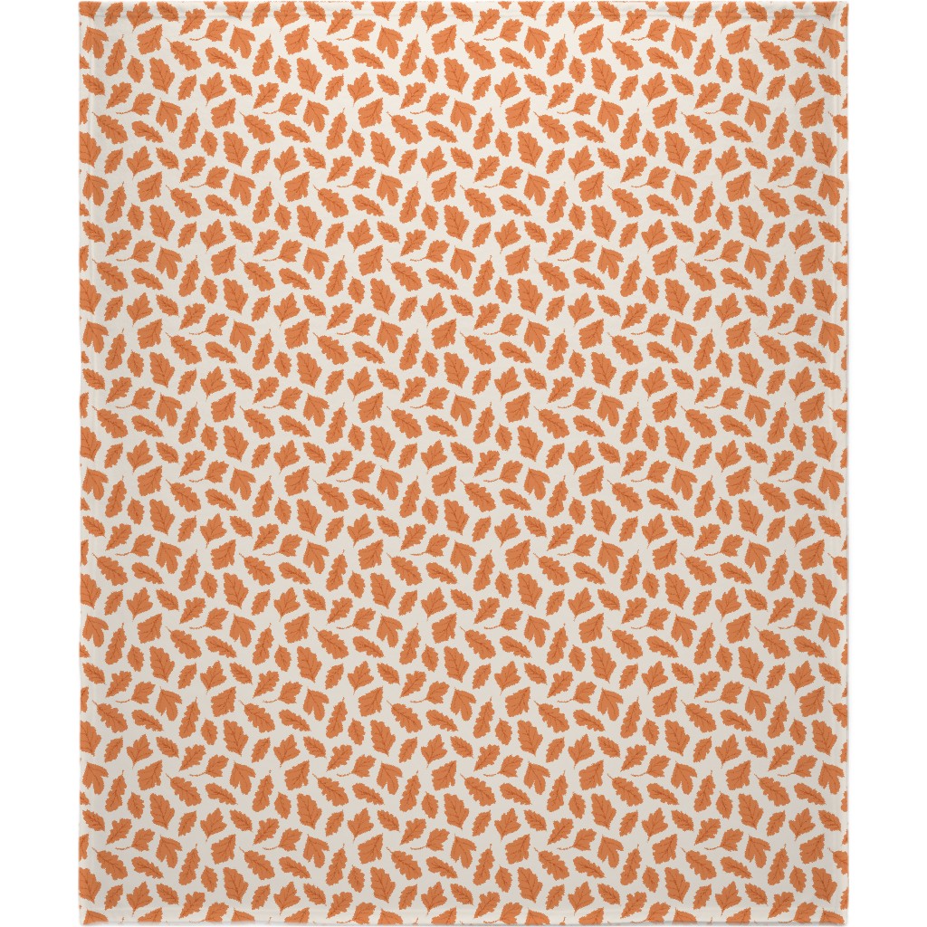 Autumn Leaves - Orange on Cream Blanket, Plush Fleece, 50x60, Orange, Orange