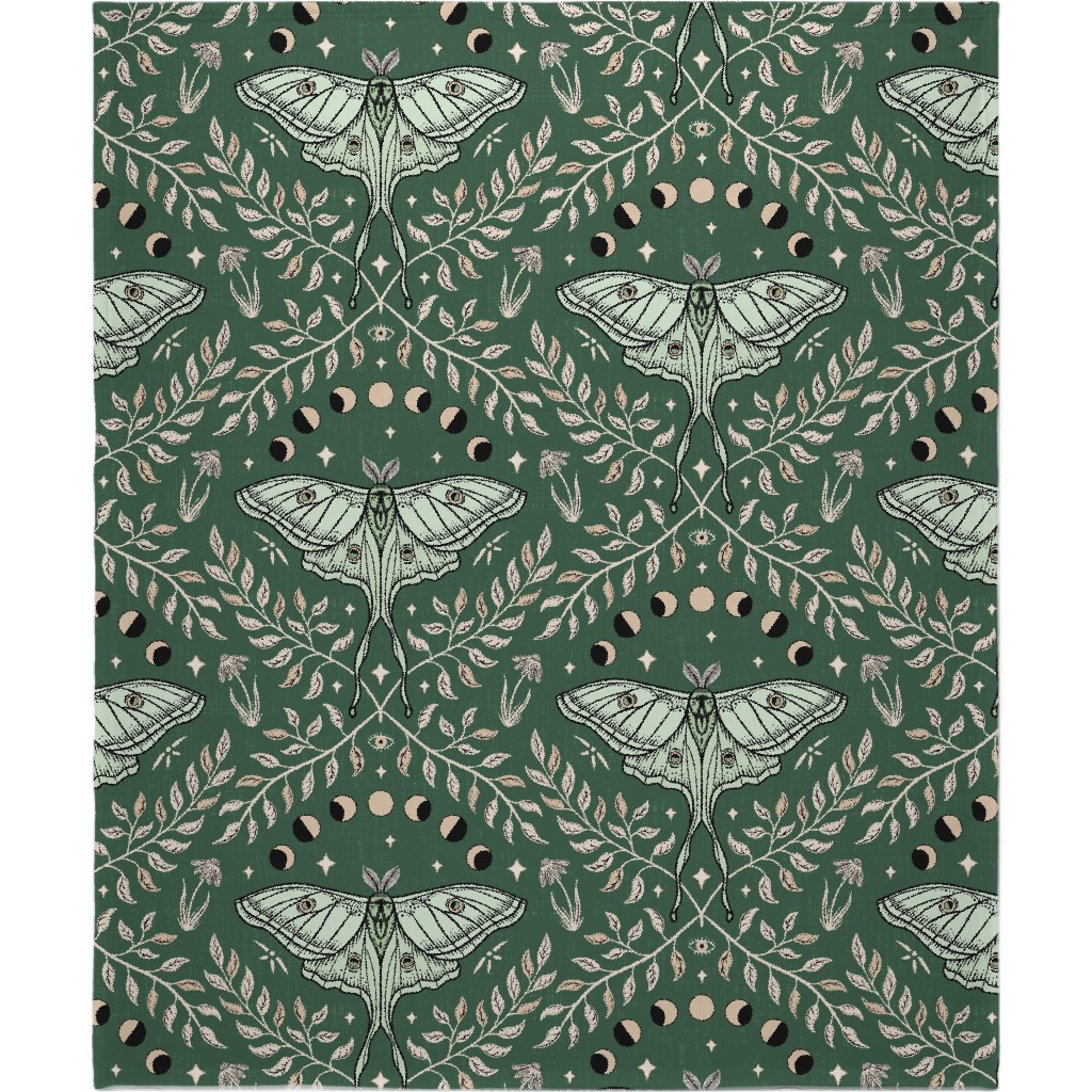 Luna Moths Damask Green Blanket Shutterfly