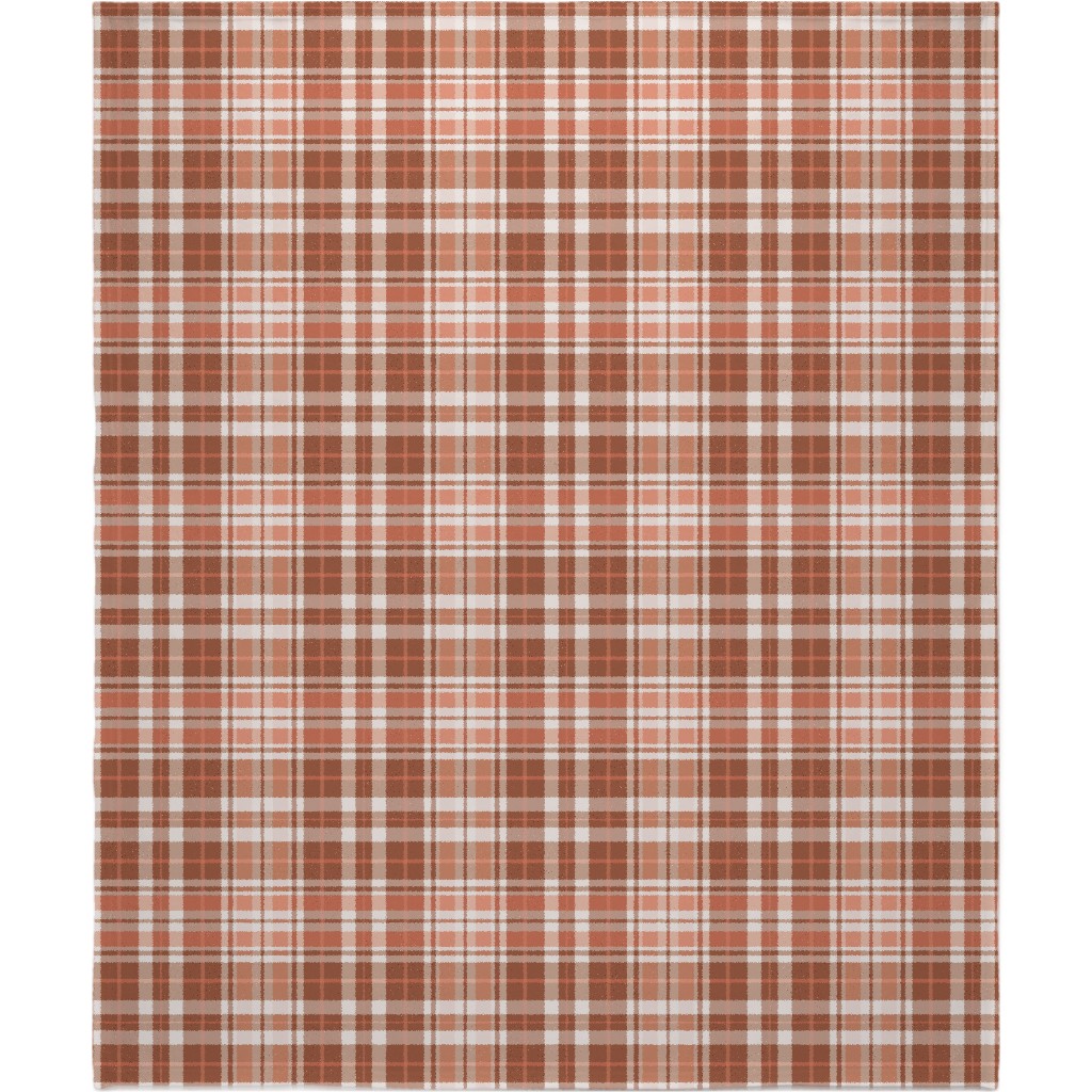 Pumpkin Spice Plaid Blanket, Plush Fleece, 50x60, Brown, Brown