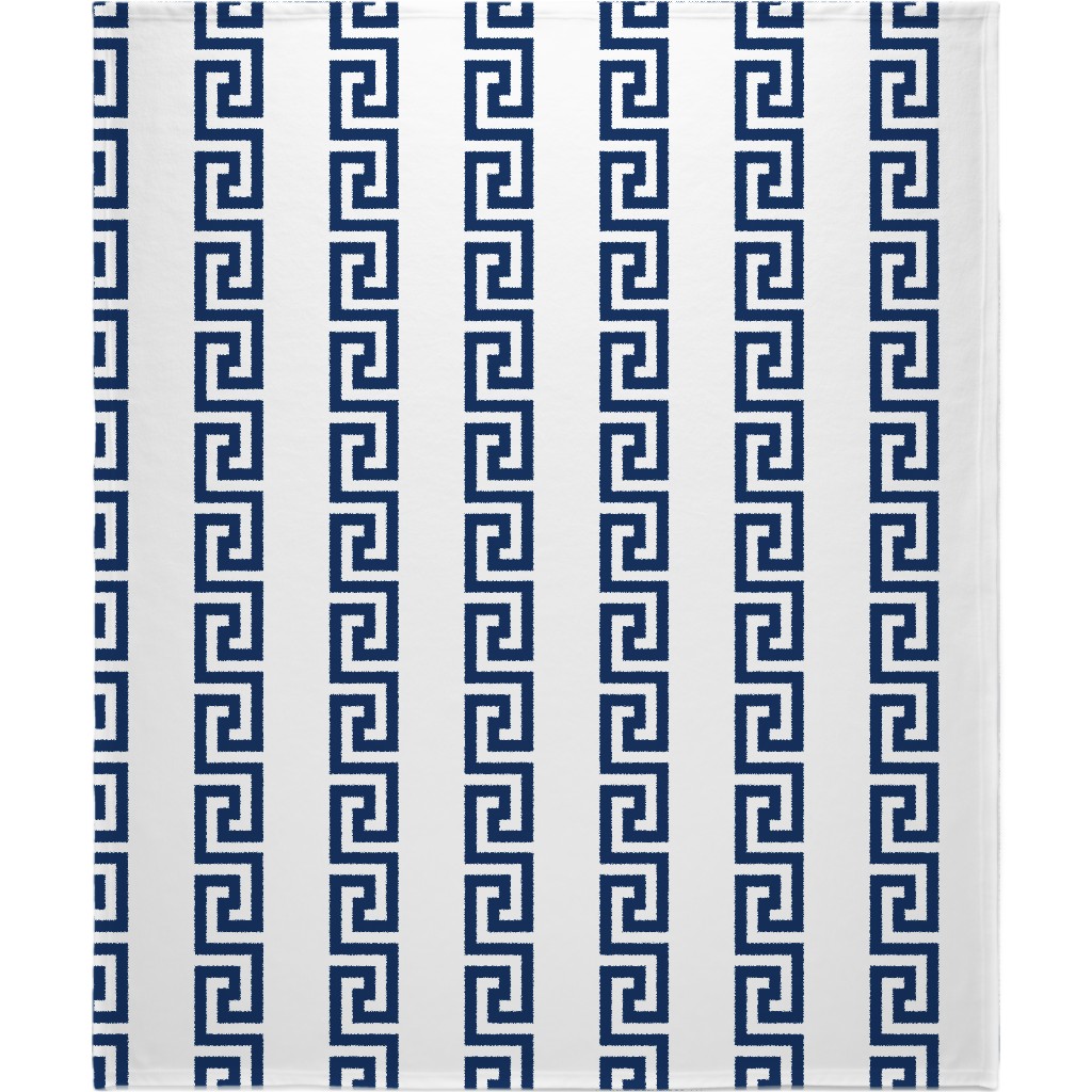 Greek Key - Navy Blanket, Plush Fleece, 50x60, Blue