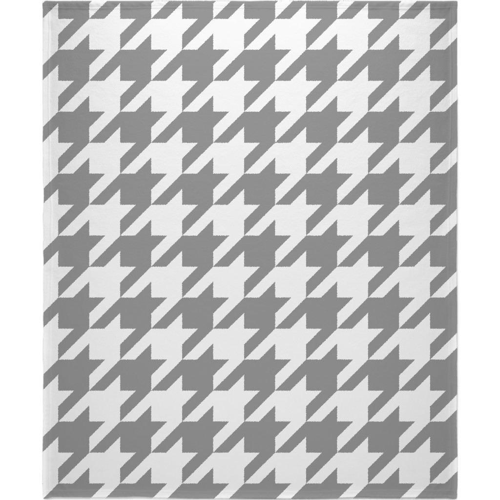 Modern Houndstooth Check - Grey and White Blanket, Plush Fleece, 50x60, Gray, Gray