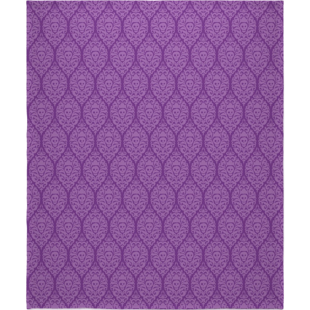 Spooky Damask - Purple Blanket, Plush Fleece, 50x60, Purple, Purple