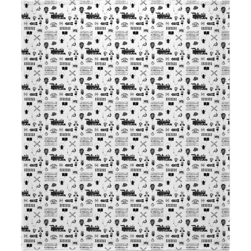 Railroad Blanket, Plush Fleece, 50x60, White, White