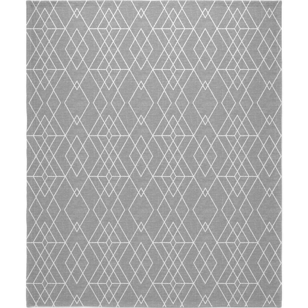 Geometric Grid - Gray Blanket, Plush Fleece, 50x60, Gray