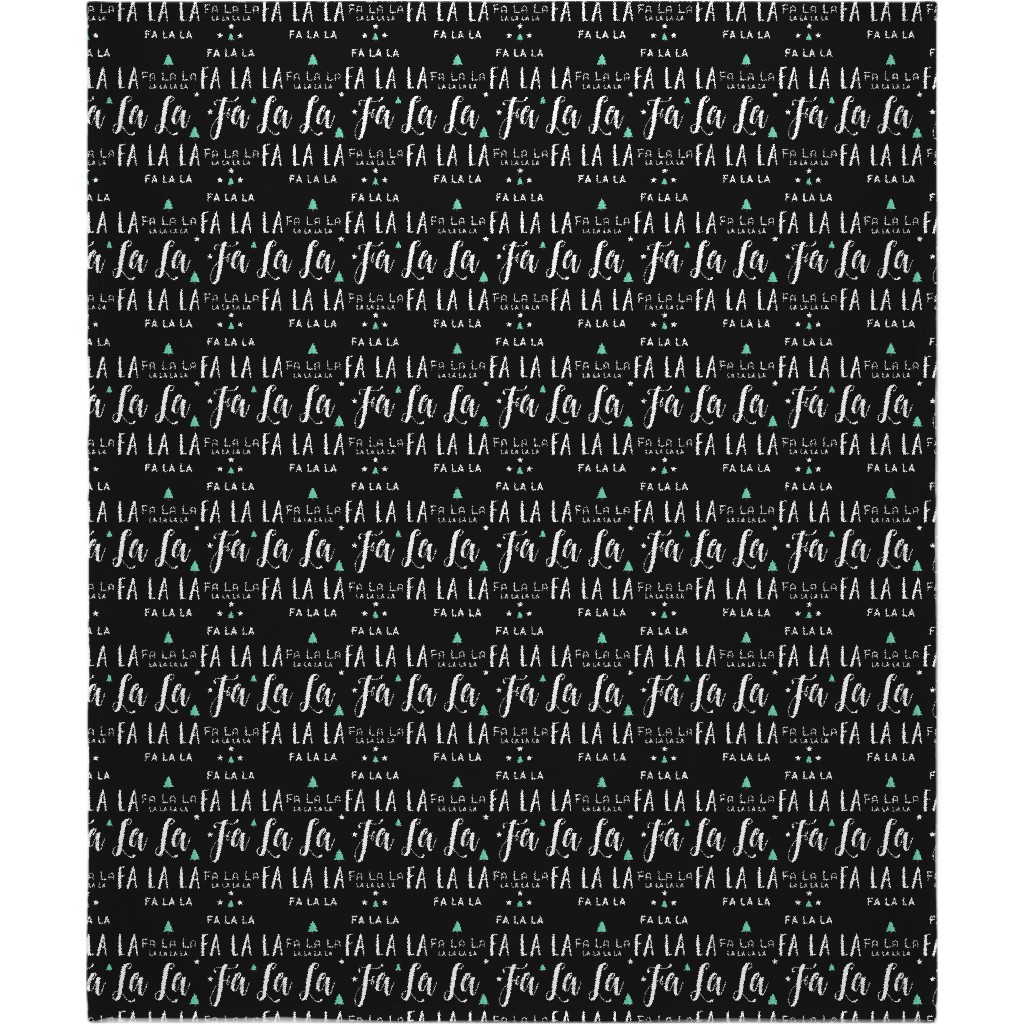 Fa La La La - Black Blanket, Plush Fleece, 50x60, Black, Black