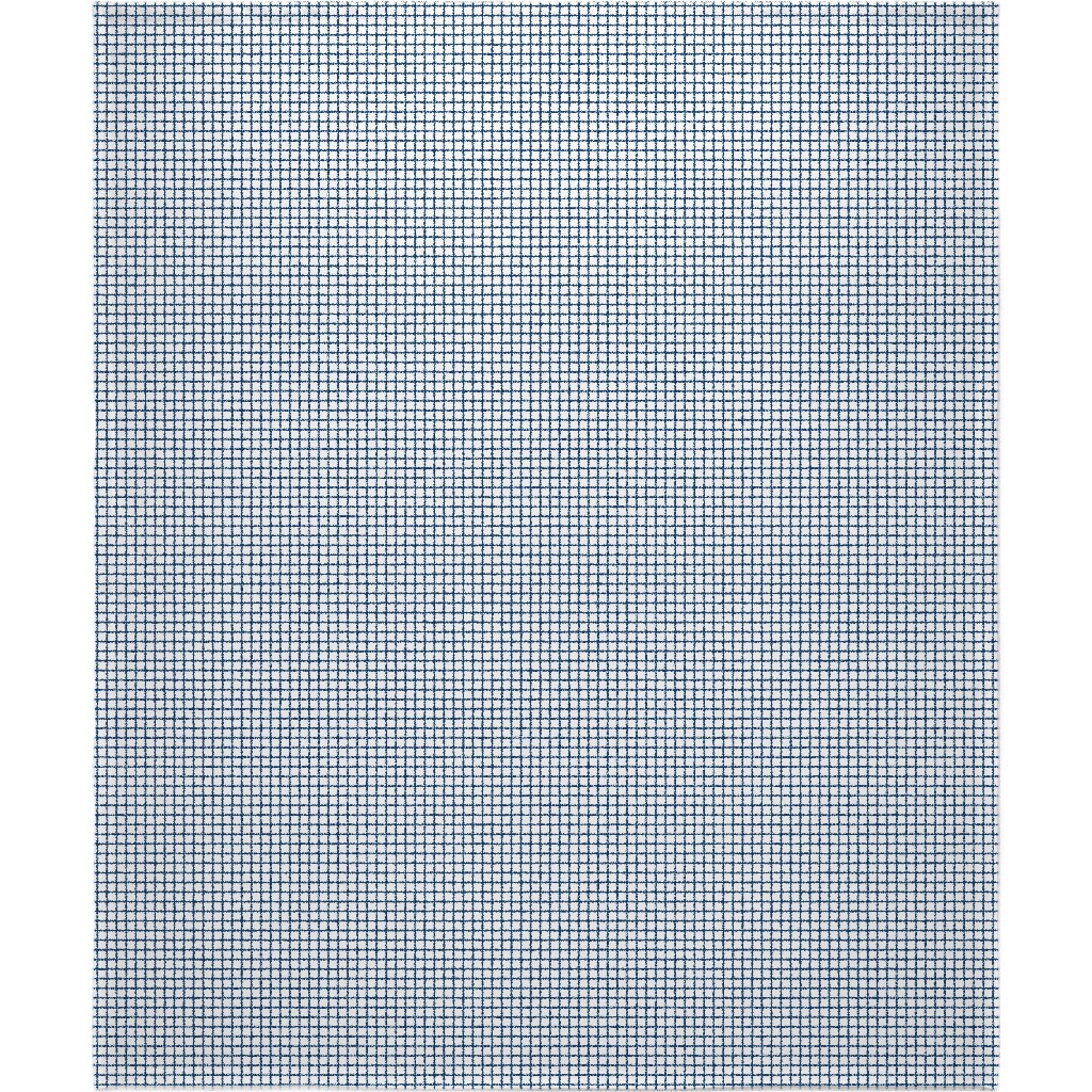 Grid - Navy and White Blanket, Plush Fleece, 50x60, Blue
