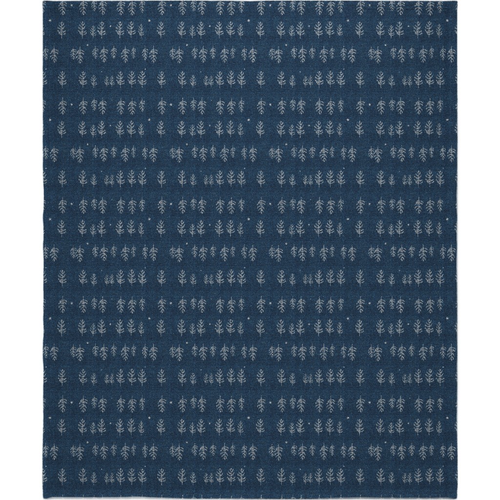 Arctic Night Forest - Navy Blanket, Plush Fleece, 50x60, Blue, True Blue