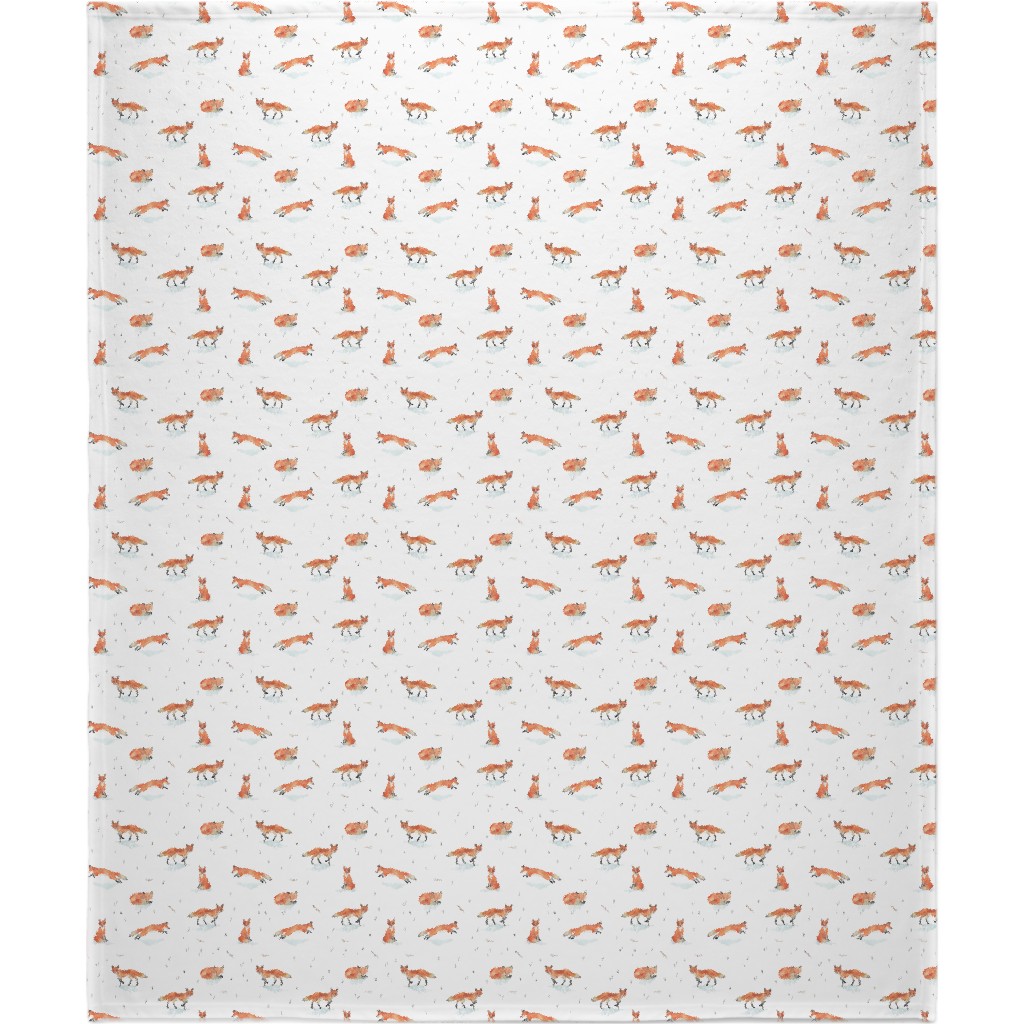 Winter Fox Blanket, Plush Fleece, 50x60, Orange