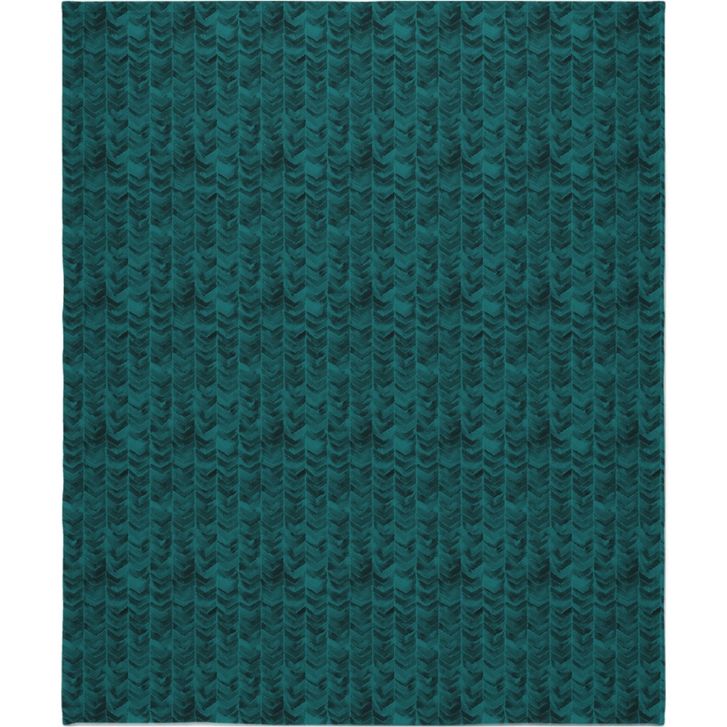 Watercolor Chevron Blanket, Plush Fleece, 50x60, Green