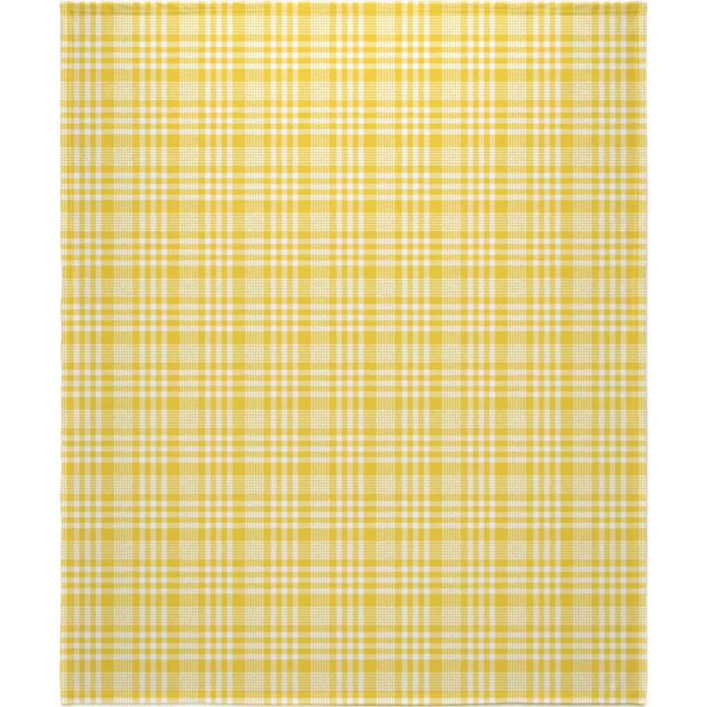 Plaid Pattern Blanket, Plush Fleece, 50x60, Yellow