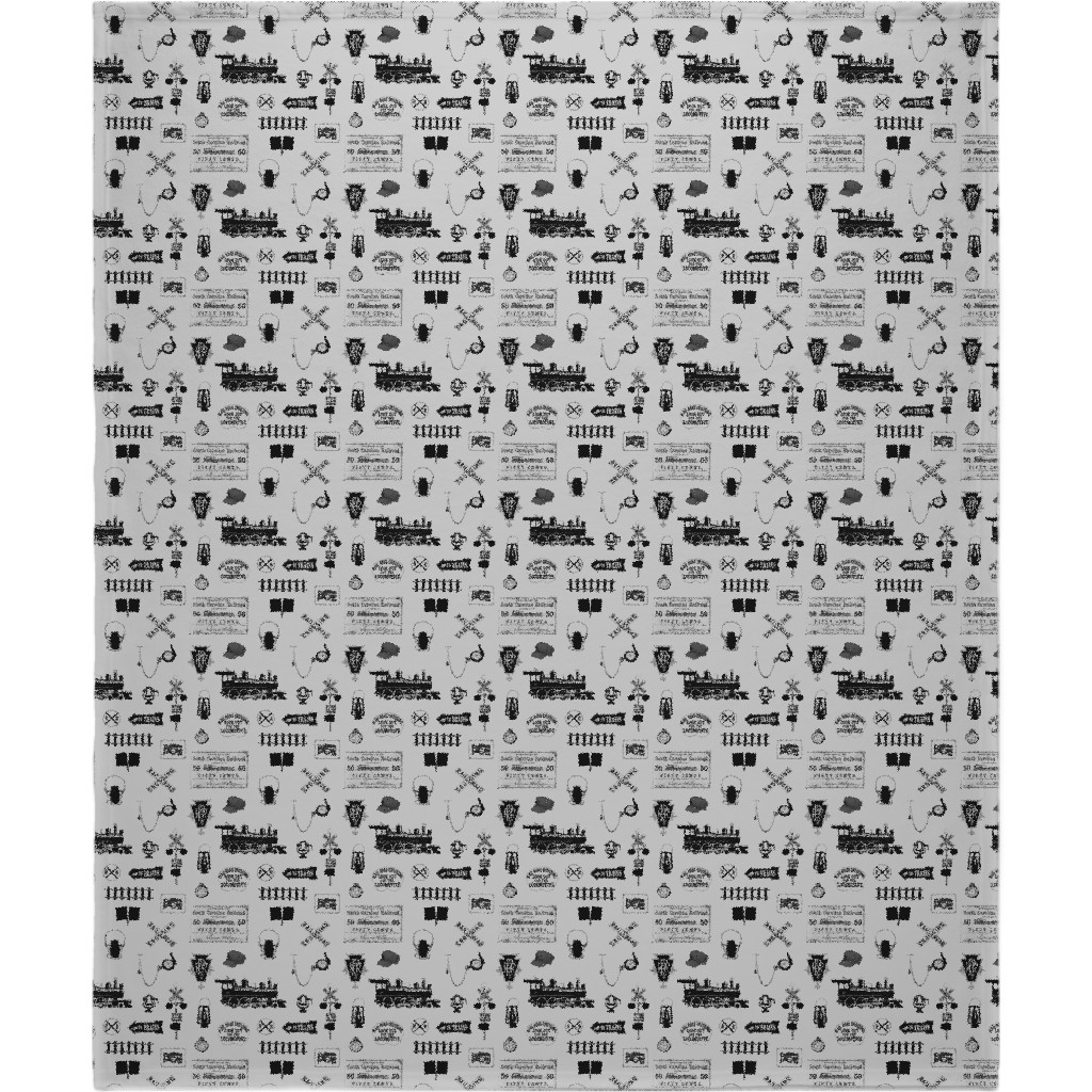 Railroad Blanket, Plush Fleece, 50x60, Gray, Fog
