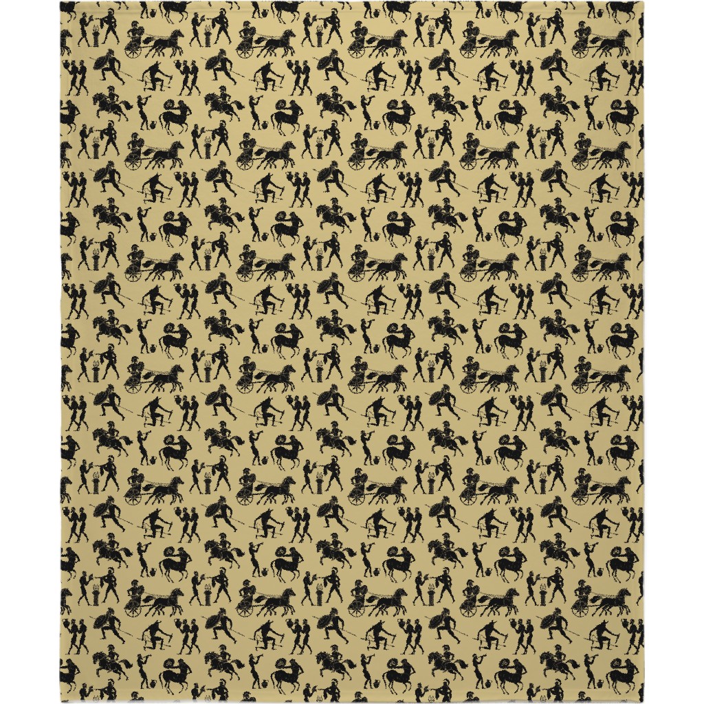 Greek Figures Blanket, Plush Fleece, 50x60, Yellow