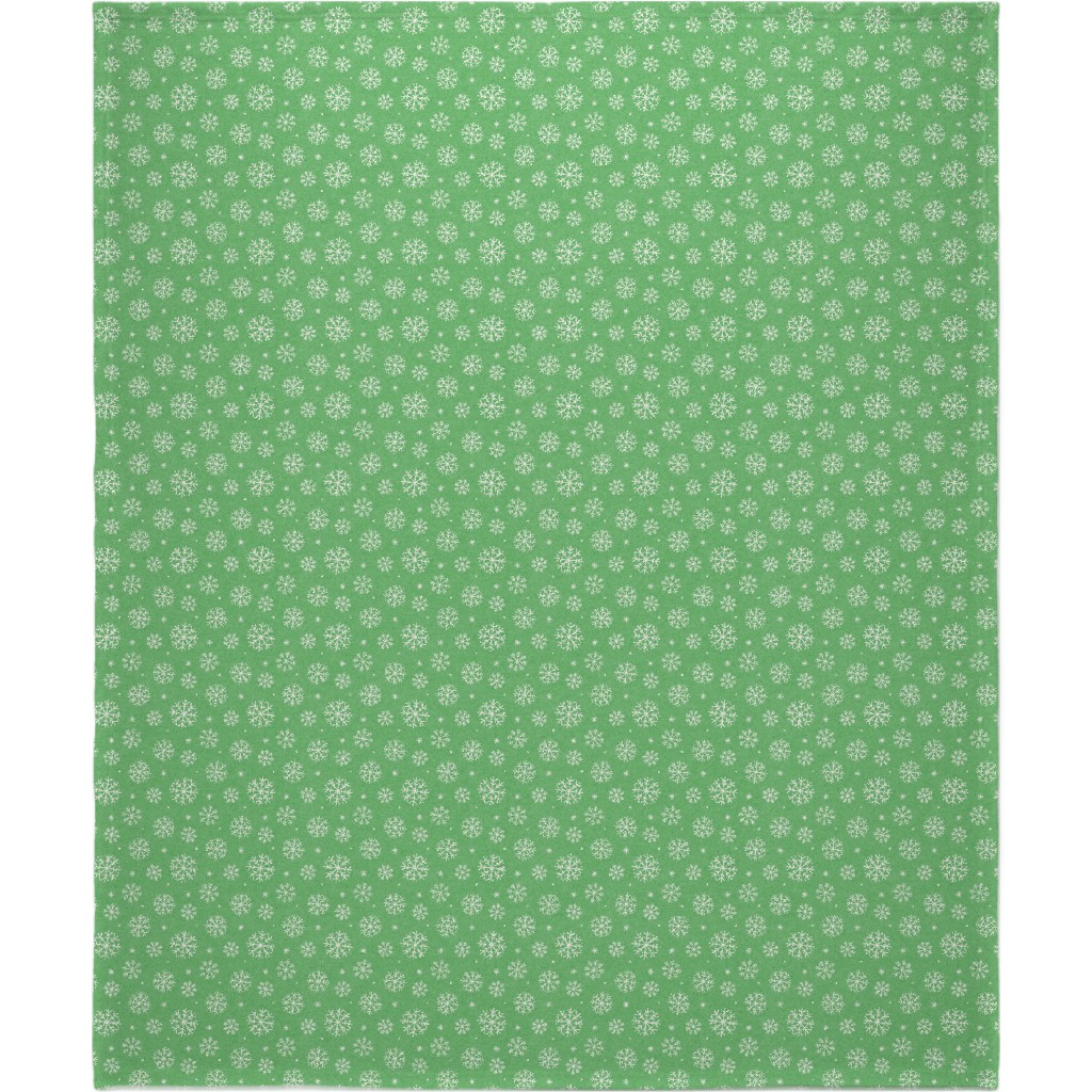 Snowflakes on Mottled Green Blanket, Plush Fleece, 50x60, Green