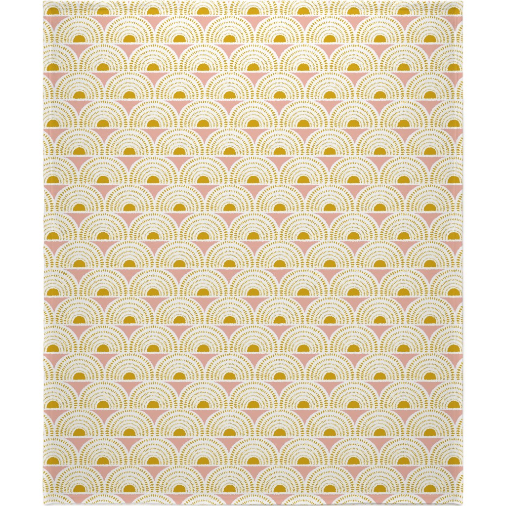 Aurora Geometric - Blush and Goldenrod Blanket, Plush Fleece, 50x60, Yellow, Classic Yellow