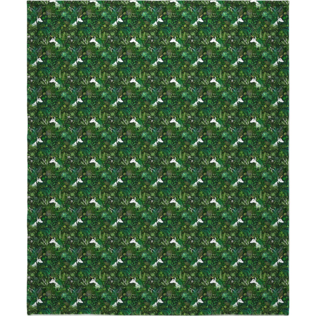 Irish Unicorn in a Green Garden Blanket, Plush Fleece, 50x60, Green, Classic Green