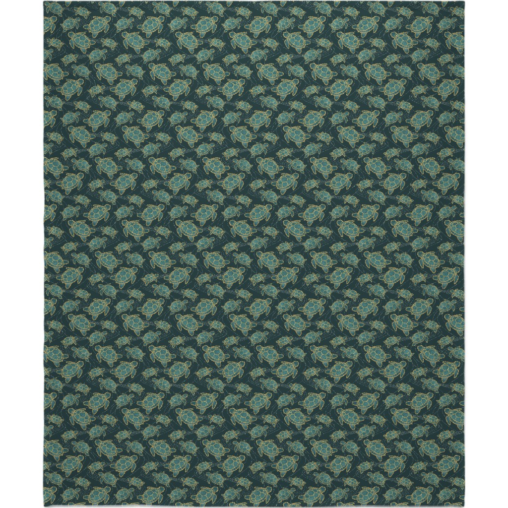 Turtles - Green Blanket, Plush Fleece, 50x60, Green, Classic Green