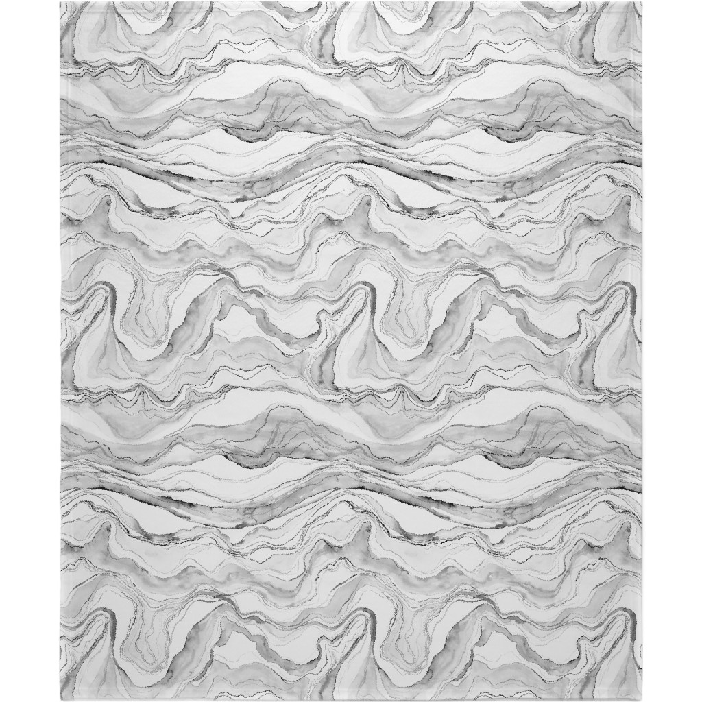 Watercolor Marble Blanket, Plush Fleece, 50x60, Gray, Silver Lining