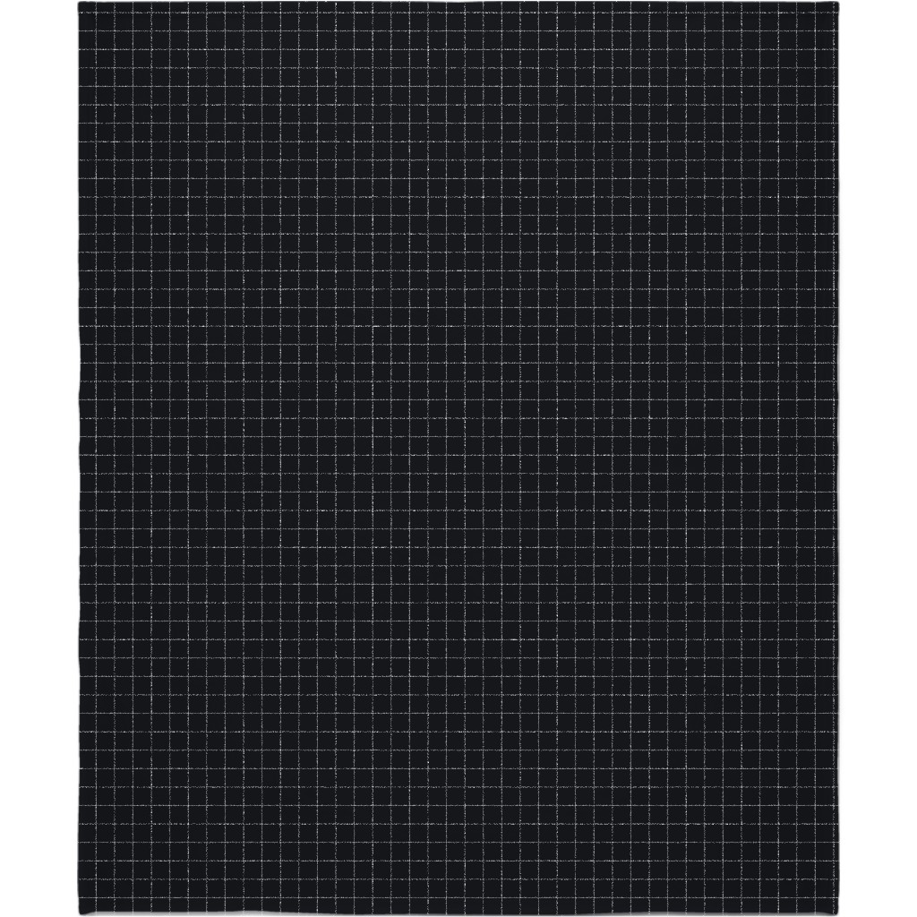 Grid - Black Ad White Blanket, Plush Fleece, 50x60, Black, Black