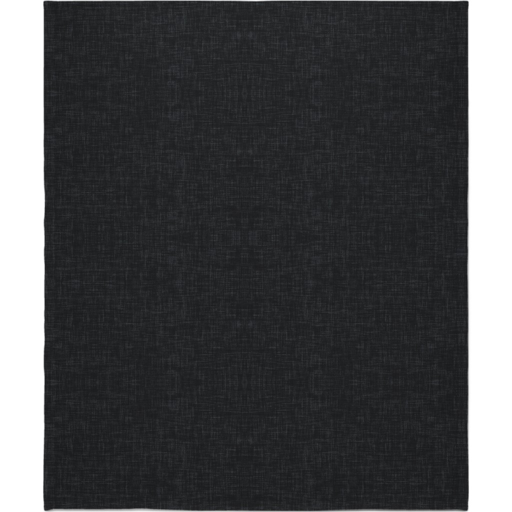 Dark Charcoal Linen Blanket, Plush Fleece, 50x60, Black, Black