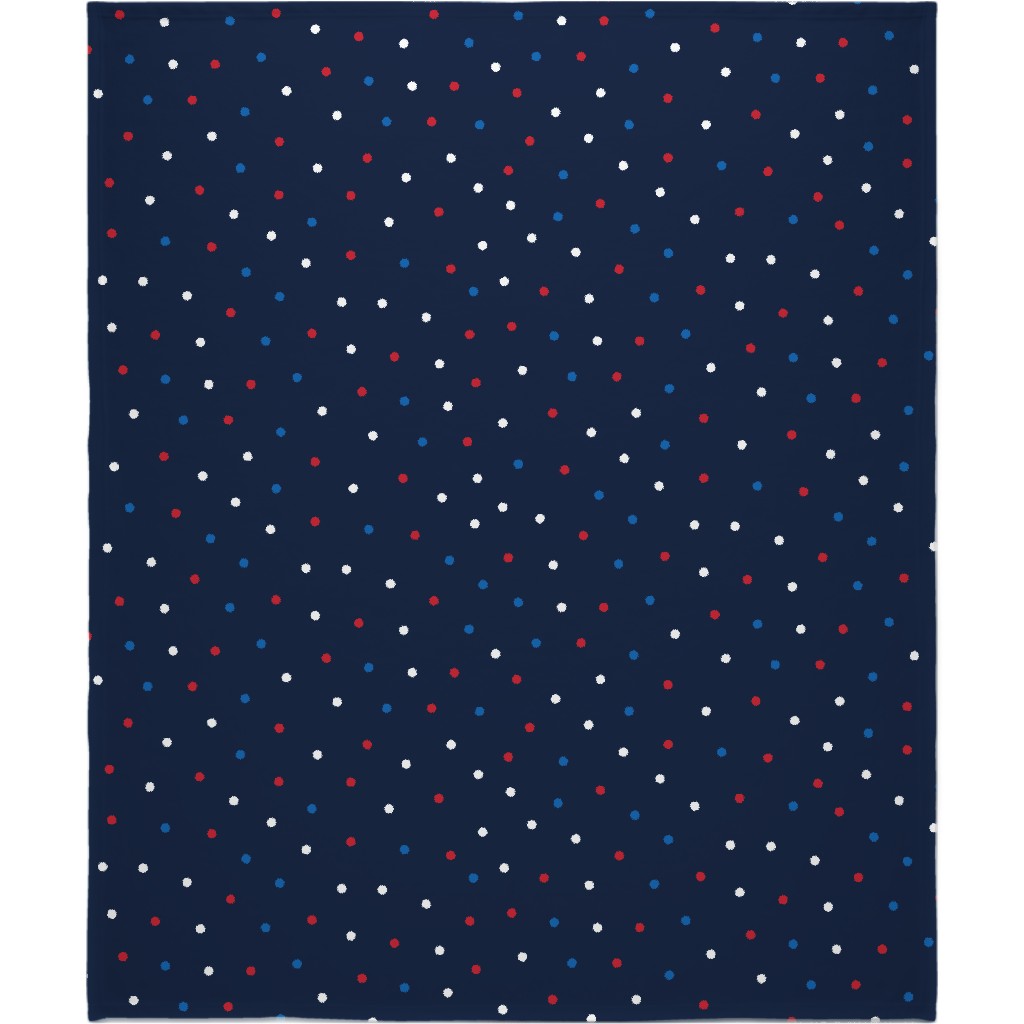 Mixed Polka Dots - Red White and Royal on Navy Blue Blanket, Plush Fleece, 50x60, Blue