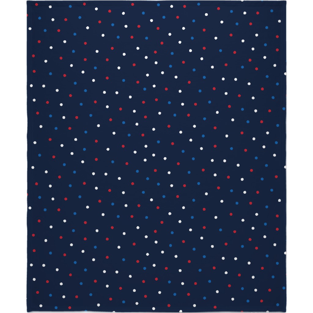 Mixed Polka Dots - Red White and Royal on Navy Blue Blanket, Plush Fleece, 50x60, Blue, True Blue