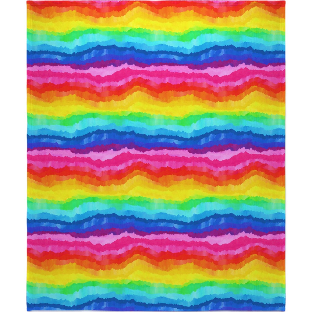 Rainbow Acrylic Waves Blanket, Plush Fleece, 50x60, Multicolor
