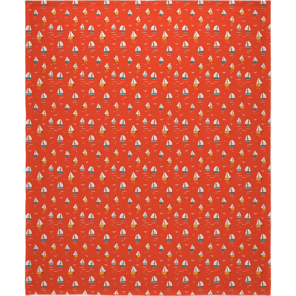Sailboats Blanket, Plush Fleece, 50x60, Red