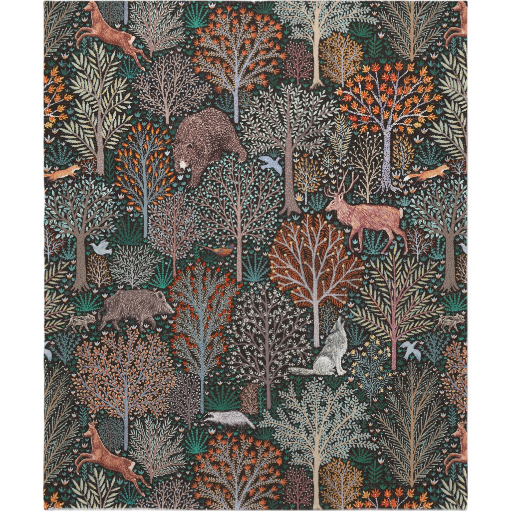 Forest & Animals - Multi Blanket, Plush Fleece, 50x60, Multicolor